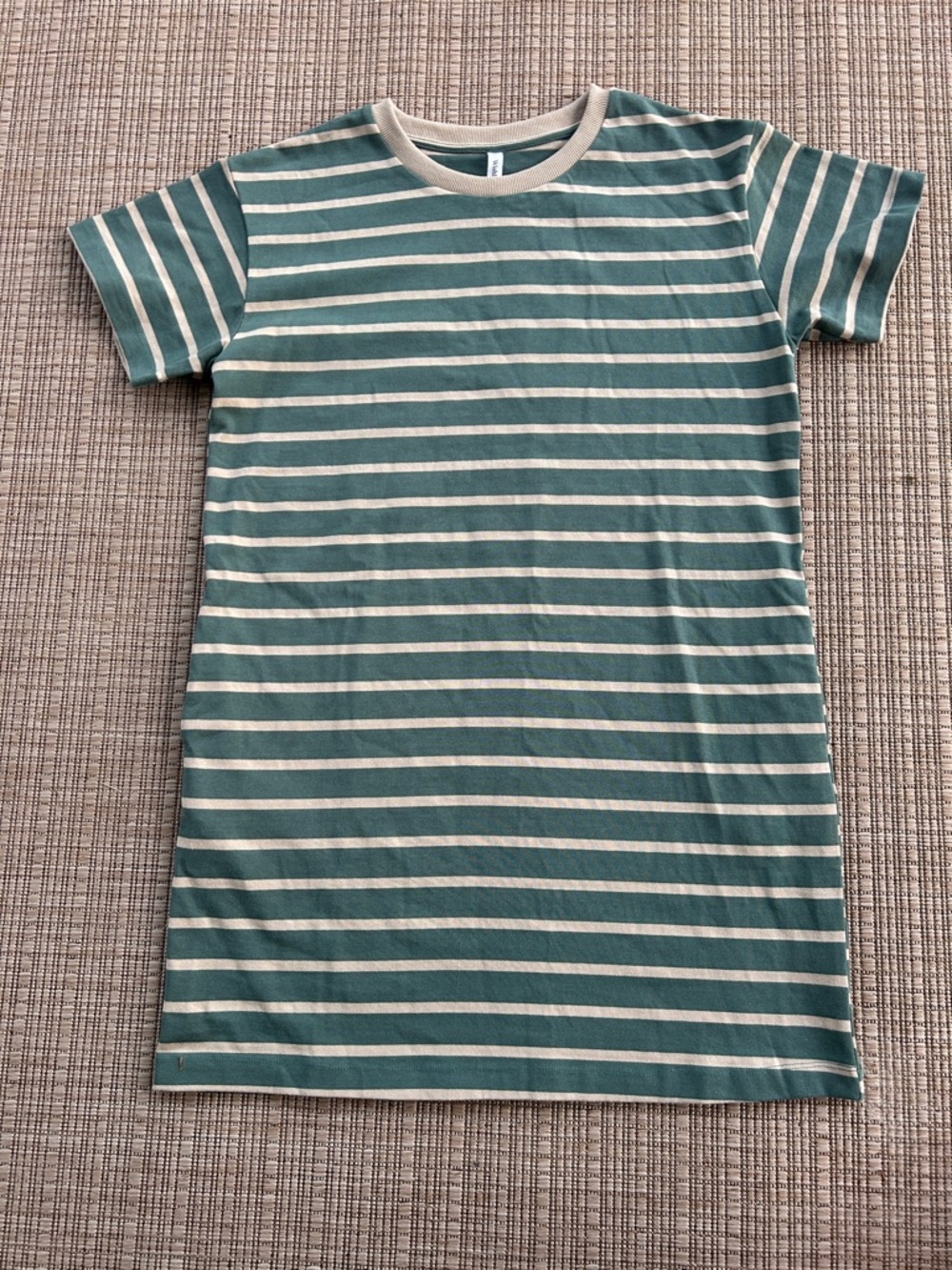 Wishlist Green and Khaki Striped Crewneck T-Shirt Dress, Size large